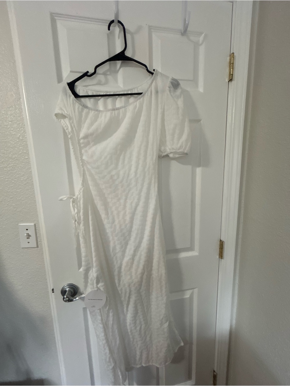 SHEIN White One-Shoulder Wrap Midi Dress